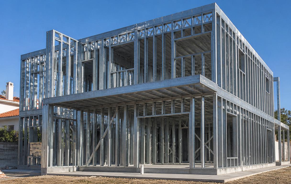 Estrutura em Light Steel Frame — fase de obra Brotar Constrói